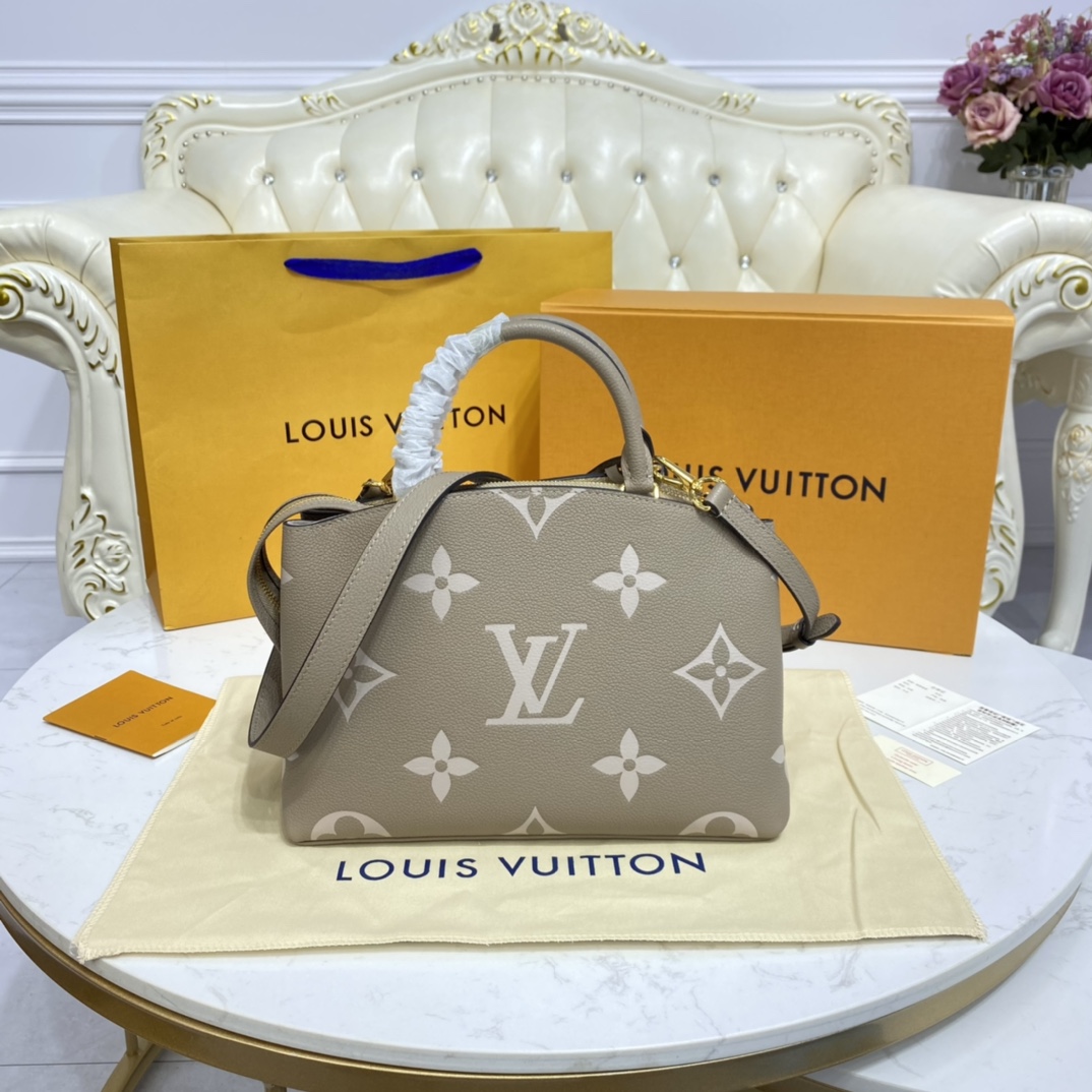 Louis Vuitton PETIT PALAIS Tote Bag Monogram Empreinte M58914 Dove/Cream